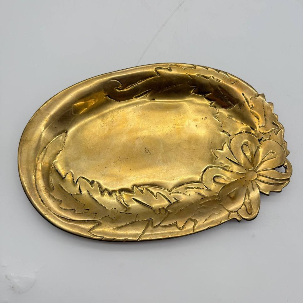 Блюдо поднос Осенний бант латунь