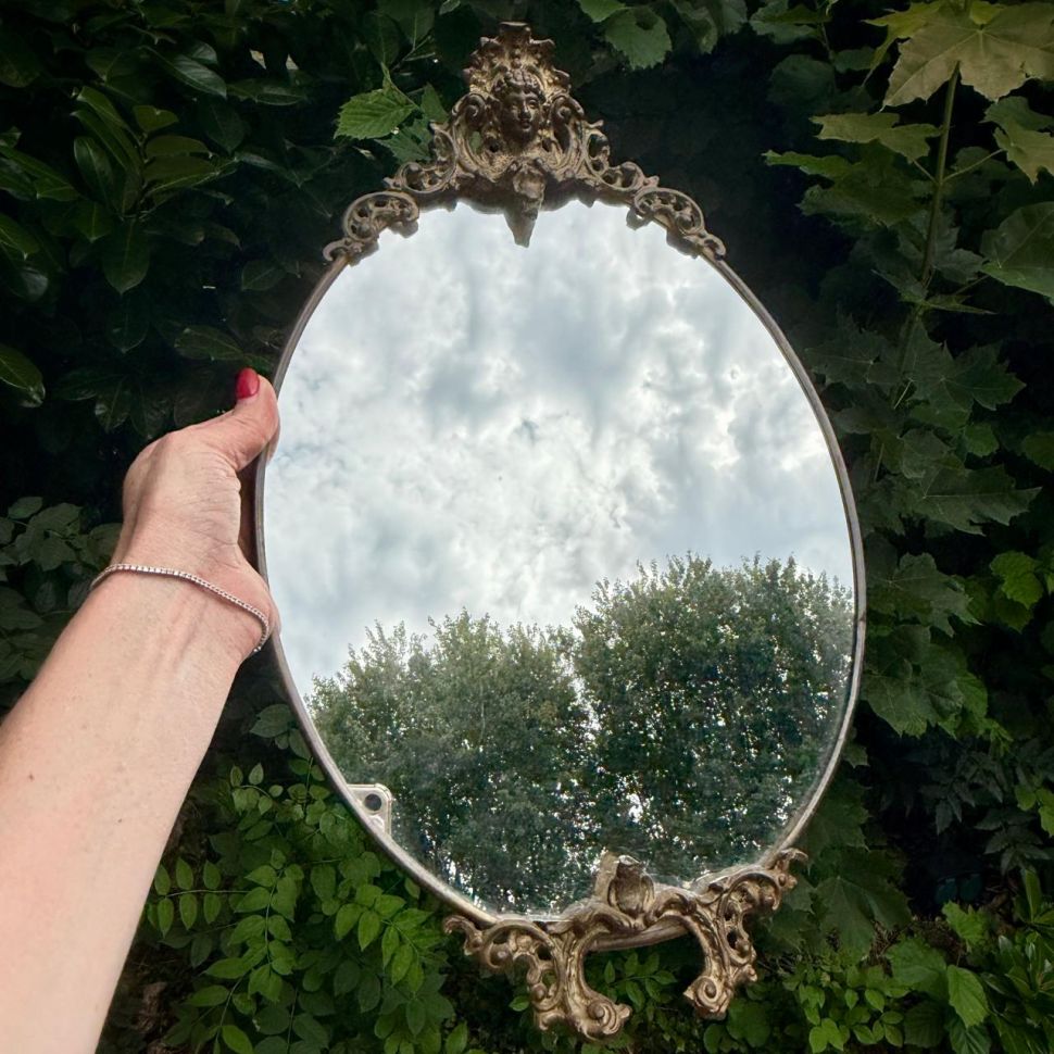 Зеркало овальное в стиле Барокко 44 см латунь 