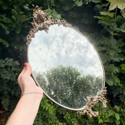 Зеркало овальное в стиле Барокко 44 см латунь