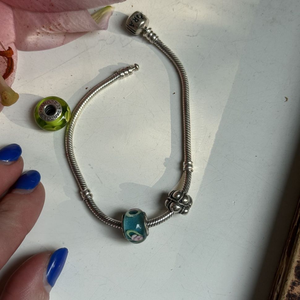 Браслет Pandora с плетением снейк 20 см серебро Пандора Германия