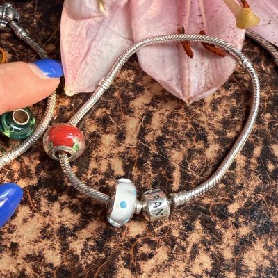 Браслет Pandora с плетением снейк 20 см серебро Пандора Германия