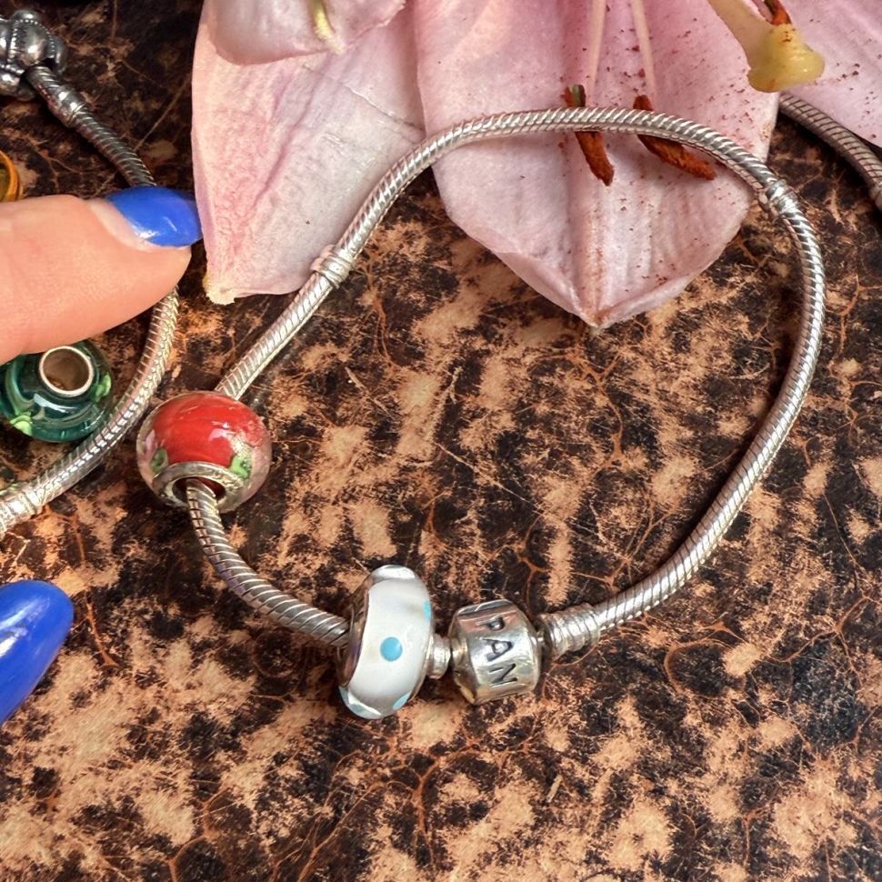 Браслет Pandora с плетением снейк 20 см серебро Пандора Германия