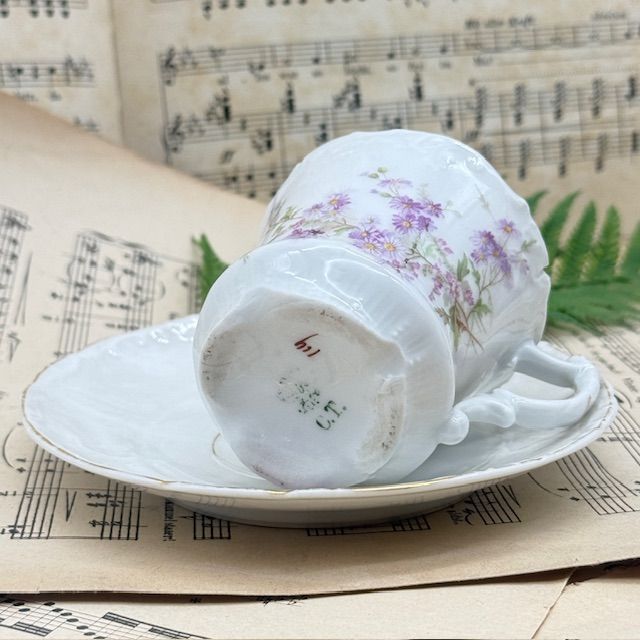 Кофейная пара Carl Tielsch 125 мл фарфор Германия 1900 гг 