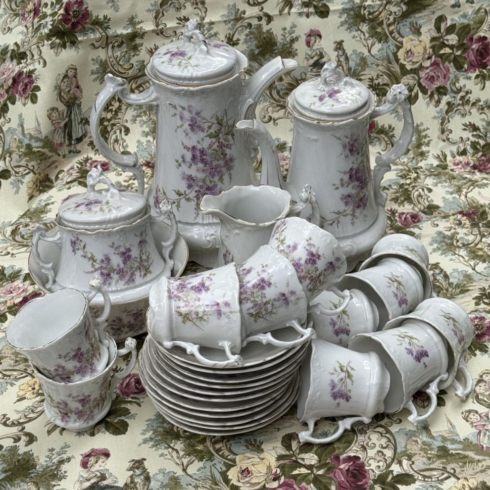 Кофейная пара Carl Tielsch 125 мл фарфор Германия 1900 гг 