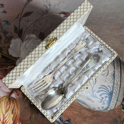 Ложка и вилка Десерт набор 2 предмета серебрение Франция