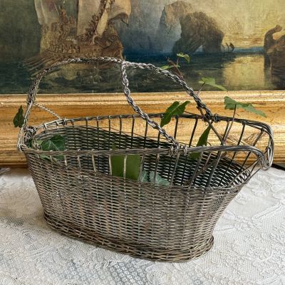 Подставка корзинка под бутылку вина 26 см мельхиор Франция 