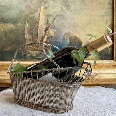 Подставка корзинка под бутылку вина 26 см мельхиор Франция 