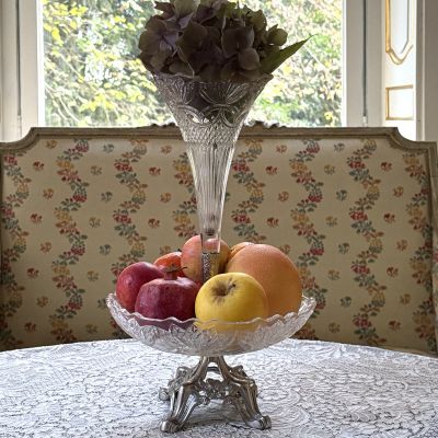 Ваза этажерка центр стола 37 см арнуво Франция хрусталь 