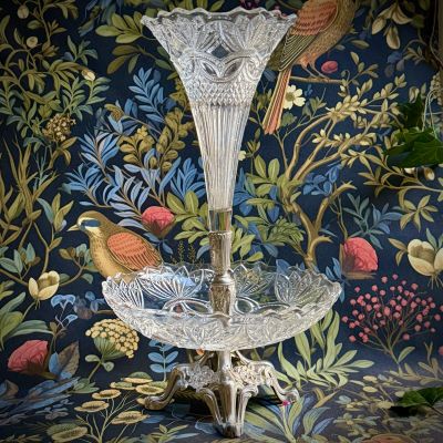 Ваза этажерка центр стола 37 см арнуво Франция хрусталь 