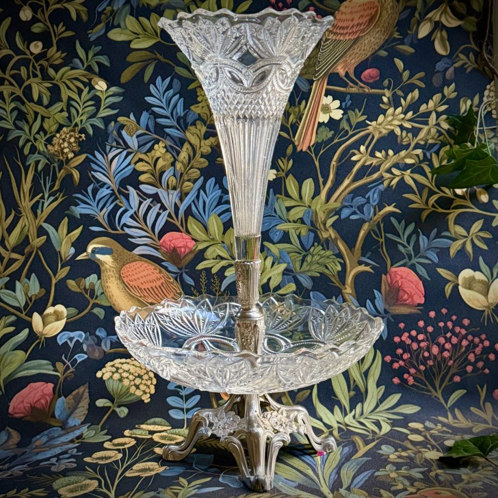 Ваза этажерка центр стола 37 см арнуво Франция хрусталь 