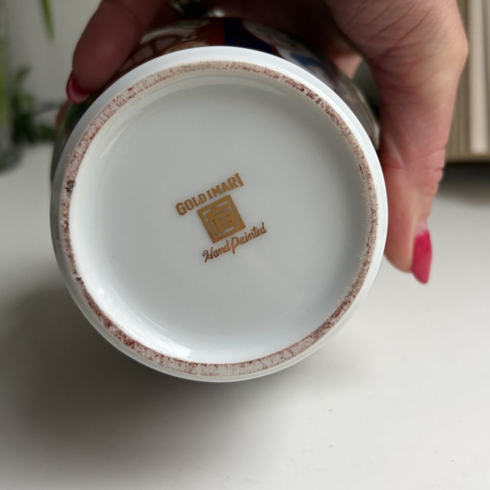 Ваза чайница с крышкой Gold Imari 17 см ручная работа середина 20 в.