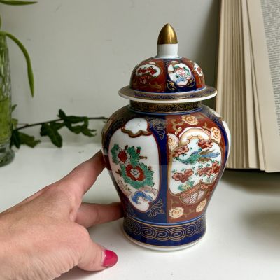 Ваза чайница с крышкой Gold Imari 17 см ручная работа середина 20 в.
