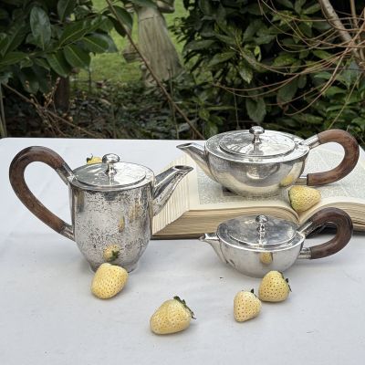 Чайник кофейник 0,175 л мельхиор серебрение дерево