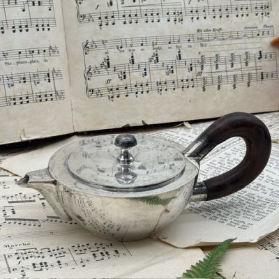 Чайник кофейник 0,175 л мельхиор серебрение дерево