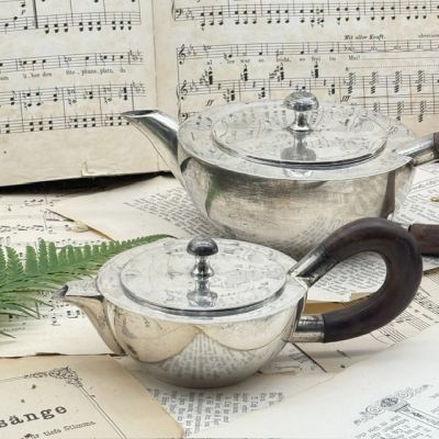 Чайник кофейник 0,175 л мельхиор серебрение дерево