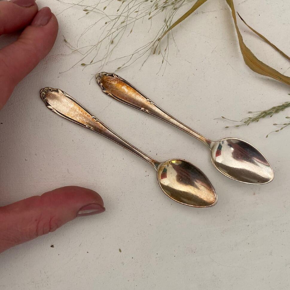 Ложка чайная 11 см набор 2 шт. серебрение 90