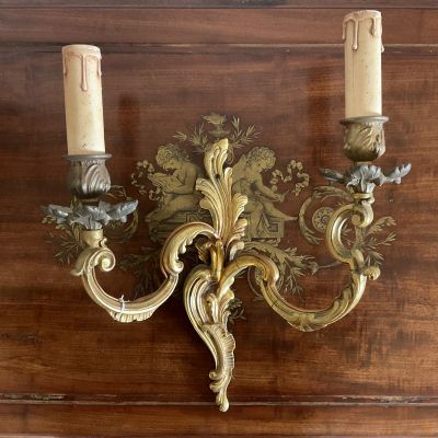 Бра настенное 2-х рожковое 33 см бронза Франция