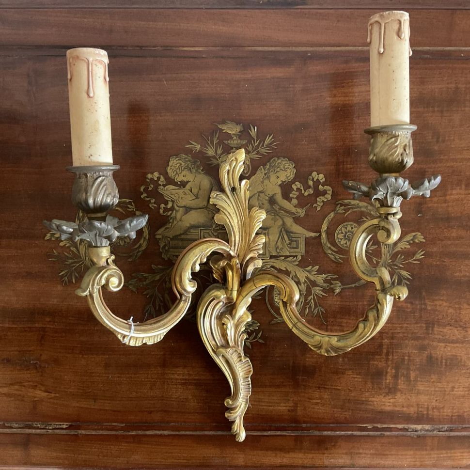 Бра настенное 2-х рожковое 33 см бронза Франция