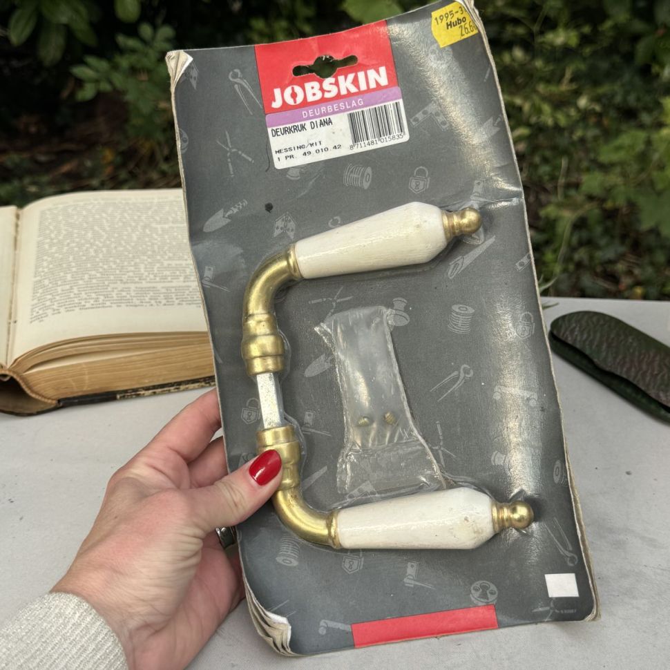 Ручка дверная латунь и дерево 11 см