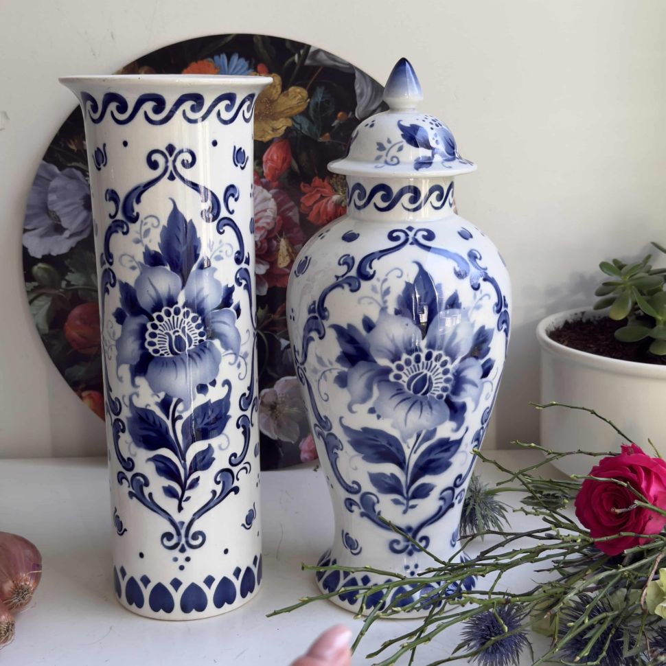 Ваза с крышкой Societe Ceramique Maastricht 33 см фарфор Голландия начало XX века