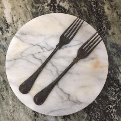 Вилка 18 см с вензелями мельхиор (патина)