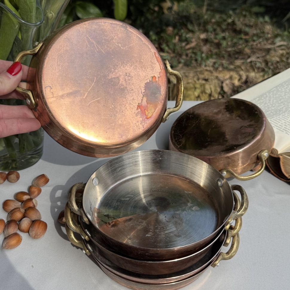 Сковорода с двумя ручками 18 см медь латунь  