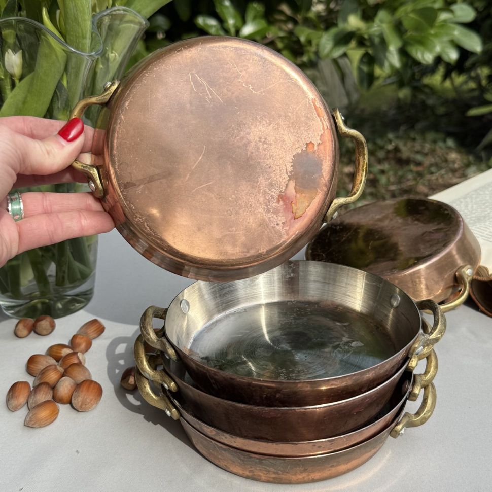 Сковорода с двумя ручками 18 см медь латунь  