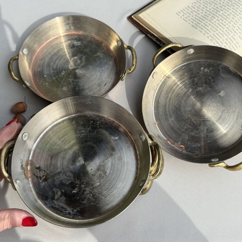 Сковорода с двумя ручками 18 см медь латунь  