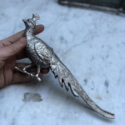 Статуэтка Пава с хохолком мельхиор