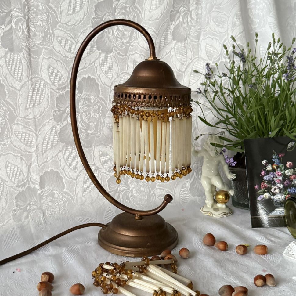 Лампа настольная 37 см Арнуво медь стекло