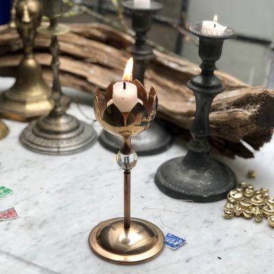 Подсвечник 16см цветок медь