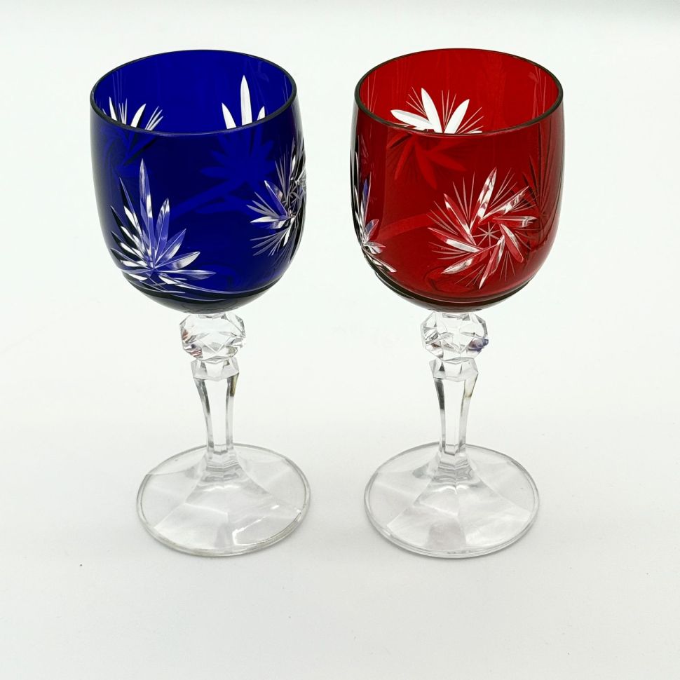 Бокал набор 2 шт. 200 мл цветной хрусталь Чехия