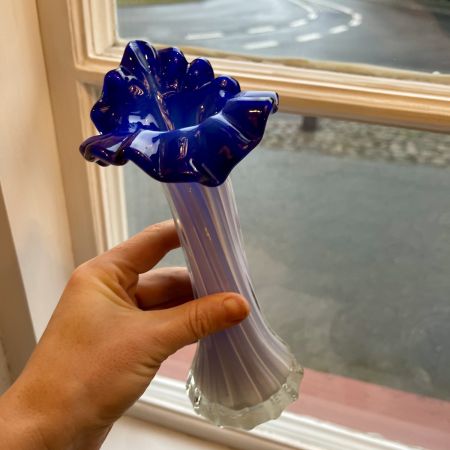 Ваза 20 см Синий цветок стекло