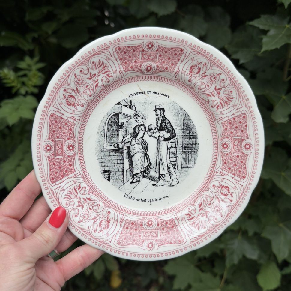 Тарелка Gien Proverbes et Militaires №6 20 см Франция