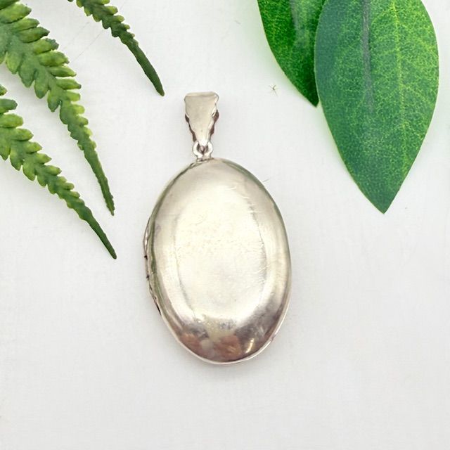 Кулон локет с розовым стразом 4 см серебро  