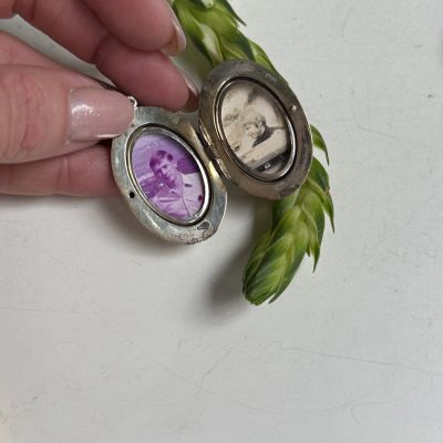 Кулон локет с розовым стразом 4 см серебро  