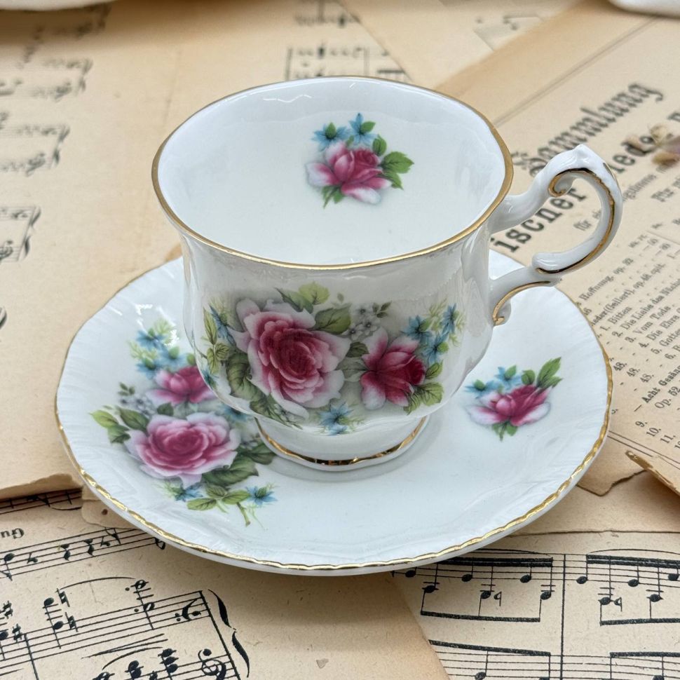 Кофейная пара Paragon Viktoriana Rose 140 мл Англия