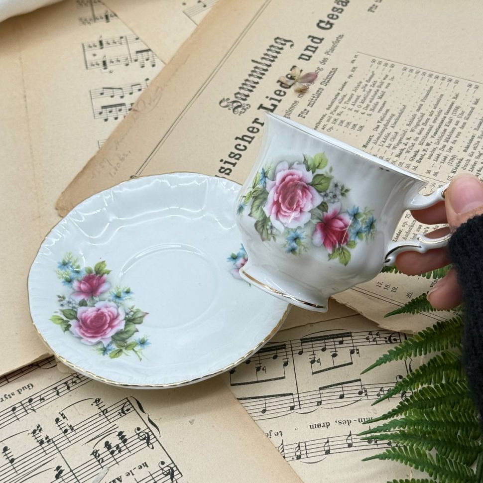 Кофейная пара Paragon Viktoriana Rose 140 мл Англия