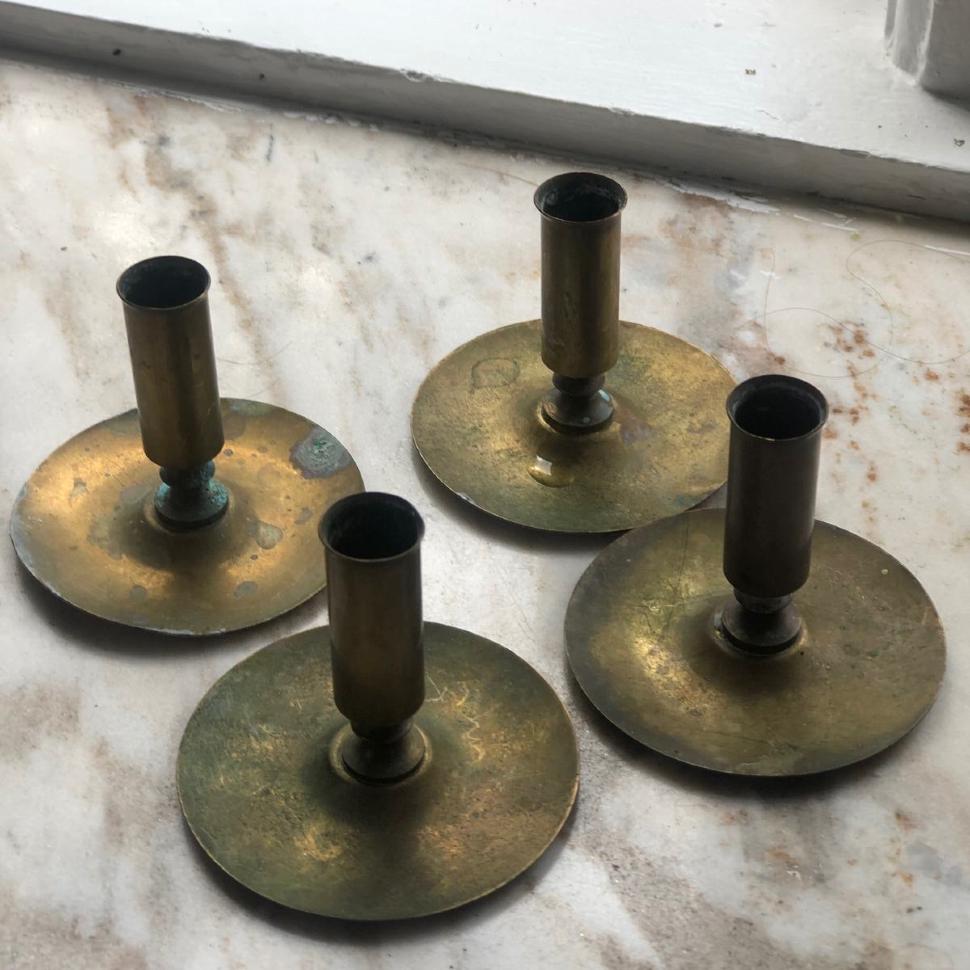 Подсвечник мини 5 см для тонкой свечи латунь