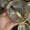 Салатник с металлическим кантом набор 7 предметов хрусталь позолота Франция