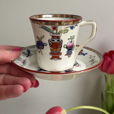 Чайная пара 19 век Maestricht Societe Ceramique Potiche 125 мл Голландия