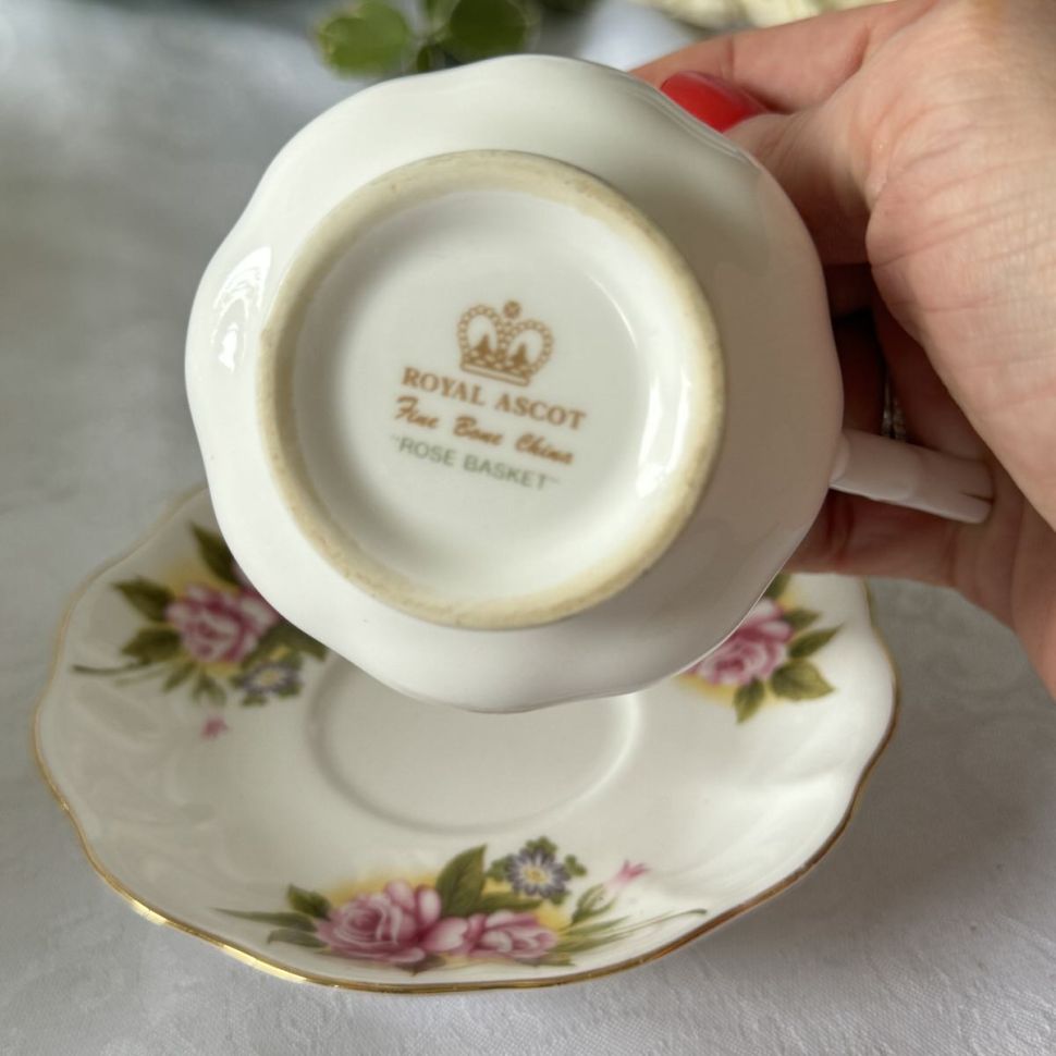 Кофейная пара Royal Ascot Rose basket 160 мл Англия