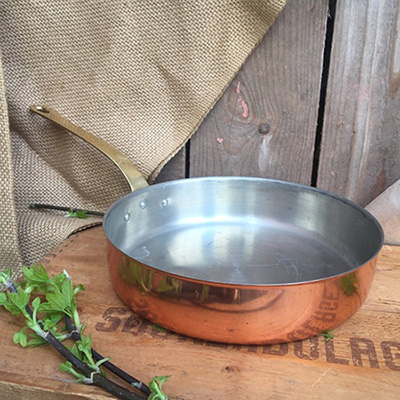 Сковорода медная сотейник с латунной ручкой 