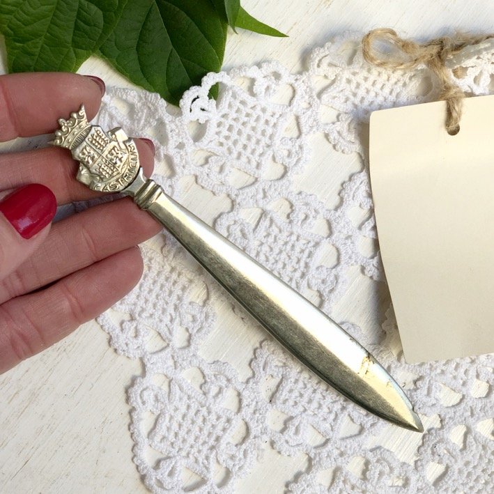 Нож для писем с гербом, мельхиор