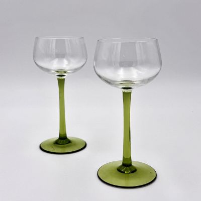 Бокал на высокой зеленой ножке 200 мл хрусталь