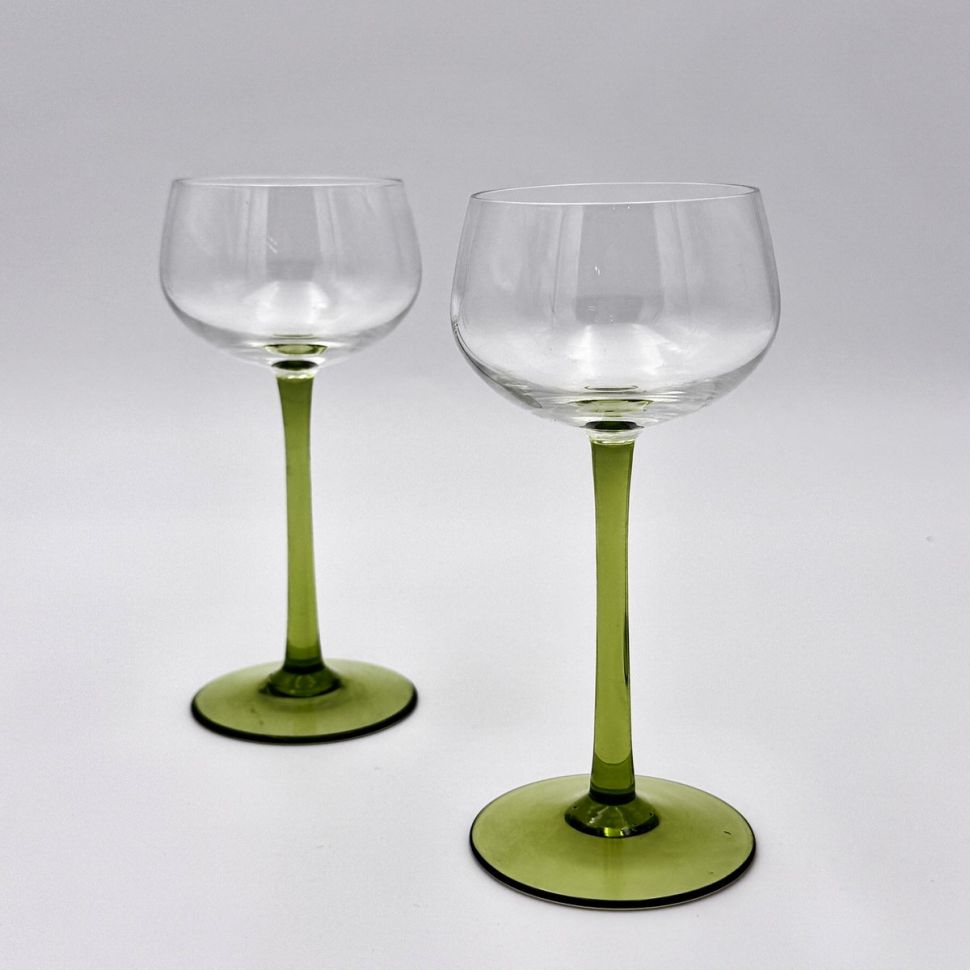 Бокал на высокой зеленой ножке 200 мл хрусталь