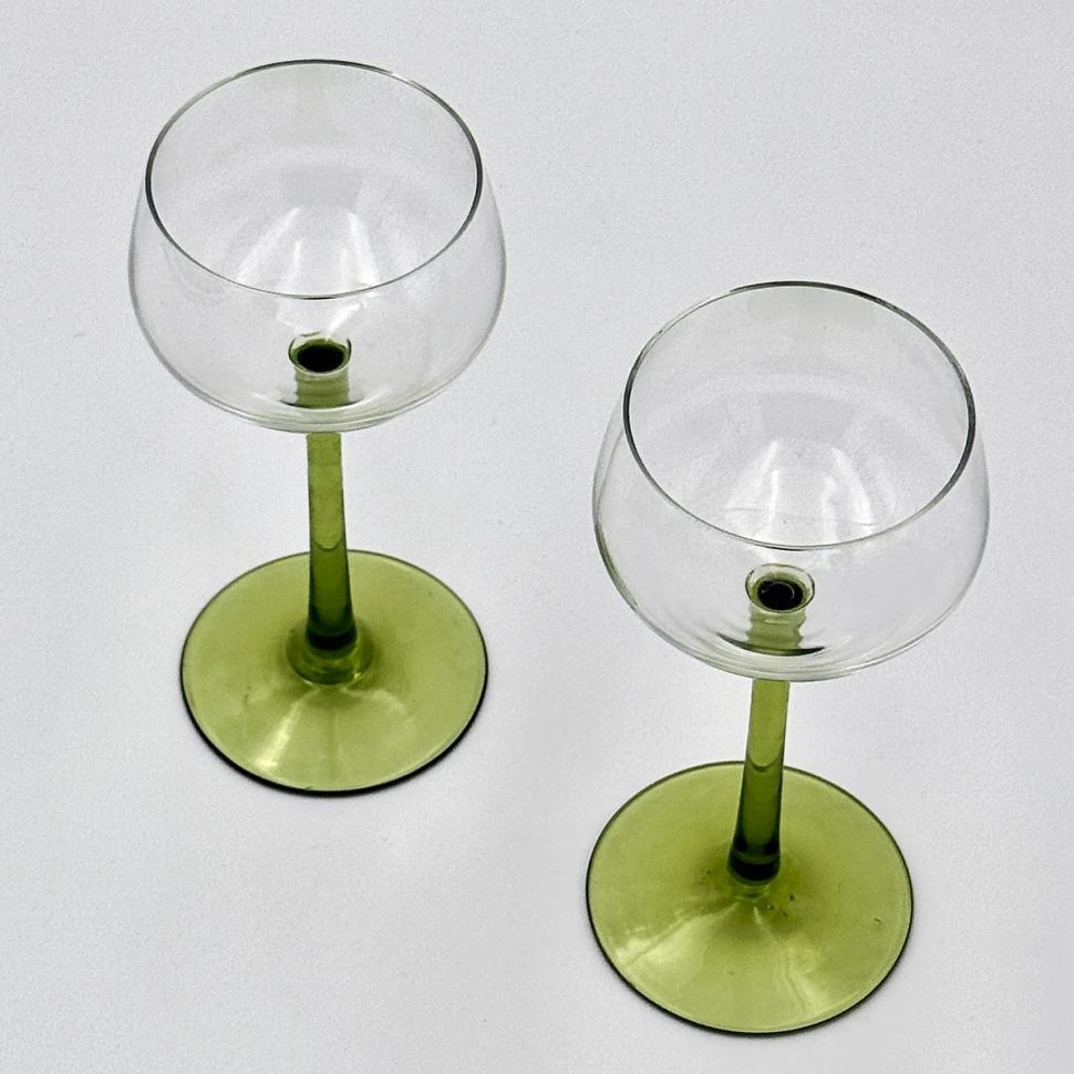 Бокал на высокой зеленой ножке 200 мл хрусталь