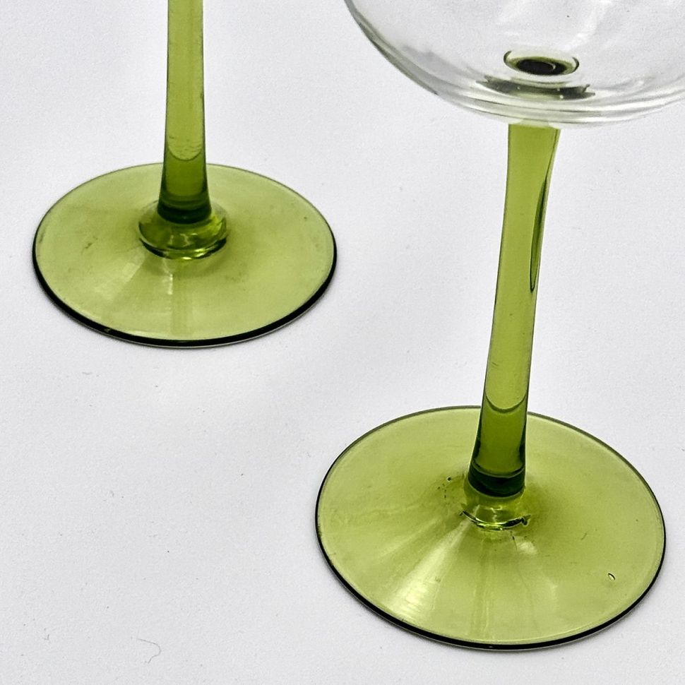 Бокал на высокой зеленой ножке 200 мл хрусталь