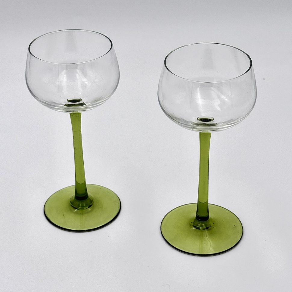 Бокал на высокой зеленой ножке 200 мл хрусталь