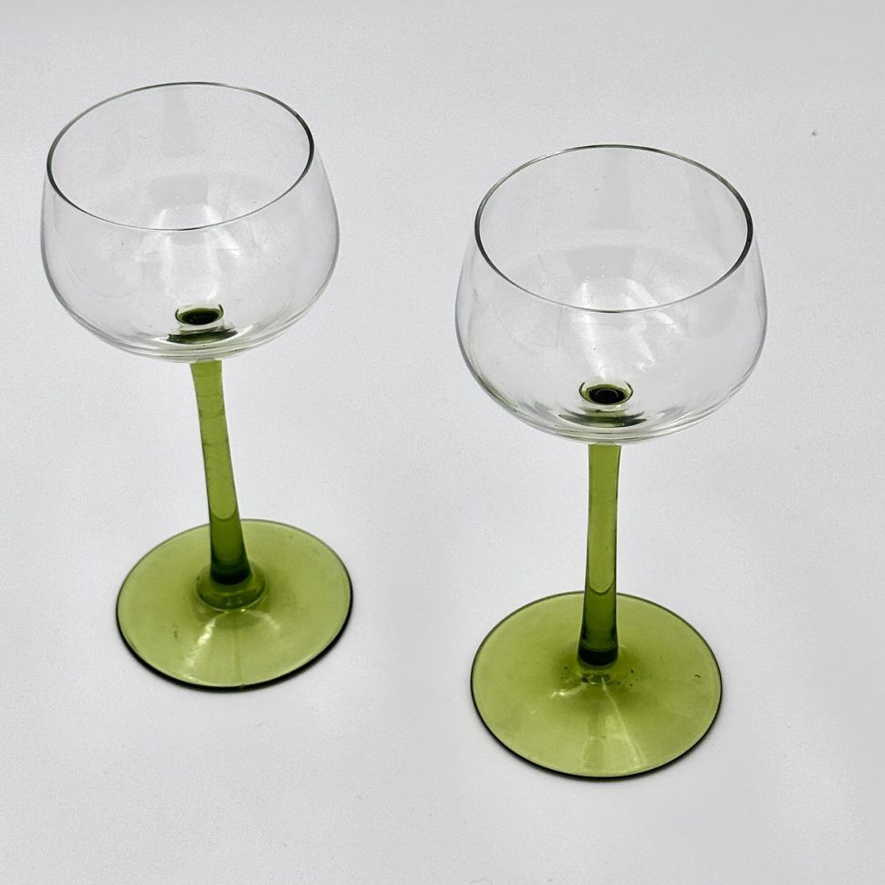 Бокал на высокой зеленой ножке 200 мл хрусталь